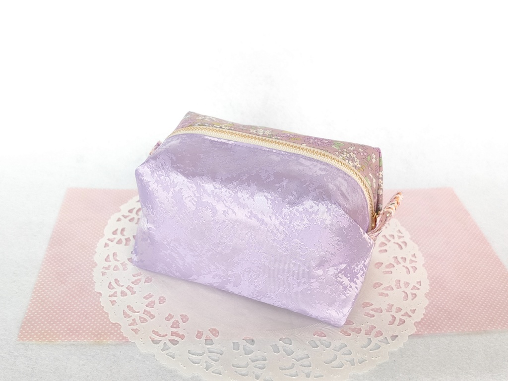紫陽花のキラキラ☆キャラメルポーチ(パープル×パープル)