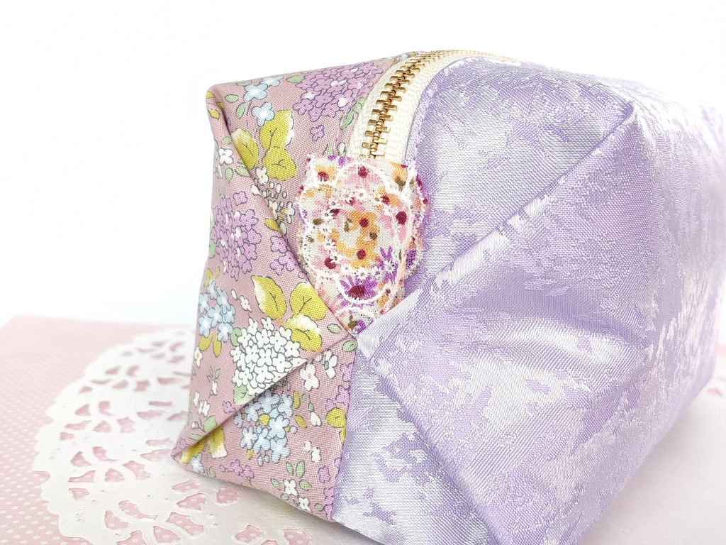 紫陽花のキラキラ☆キャラメルポーチ(パープル×パープル)