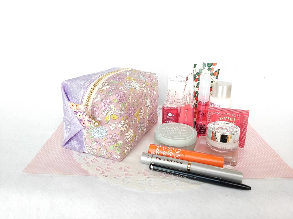 紫陽花のキラキラ☆キャラメルポーチ(パープル×パープル)