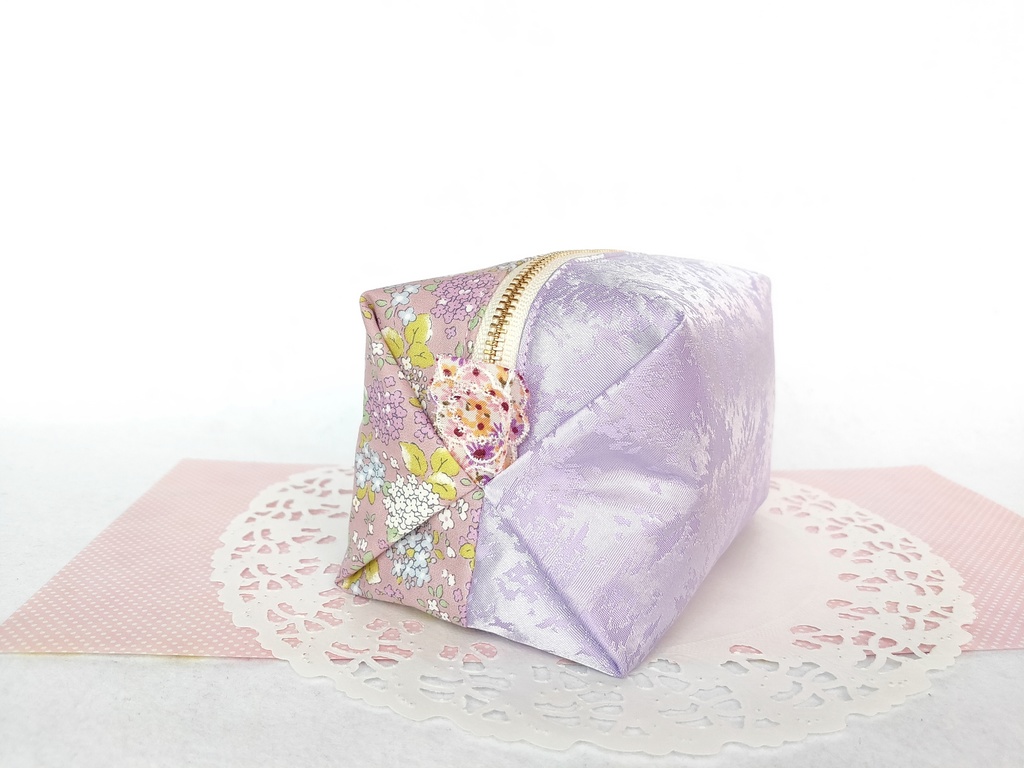 紫陽花のキラキラ☆キャラメルポーチ(パープル×パープル)