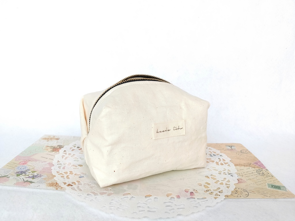 キャラメルポーチ(モノトーン猫・ホワイト)