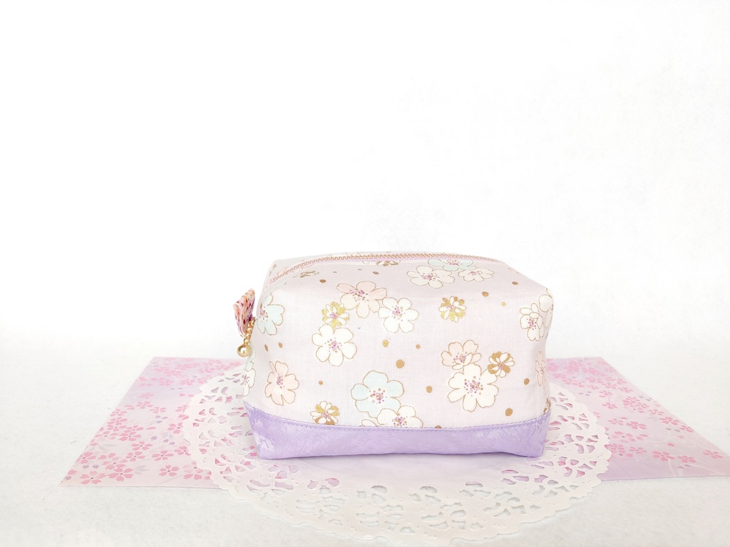 桜のキラキラ⭐キャラメルポーチ(パープル)