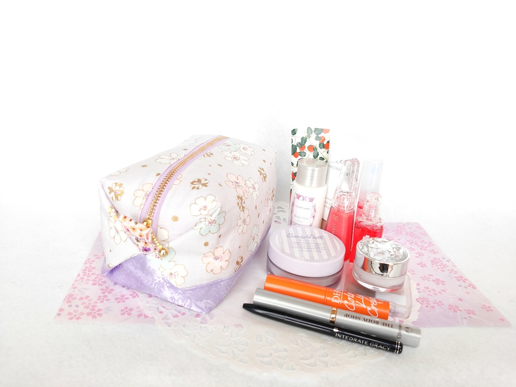 桜のキラキラ⭐キャラメルポーチ(パープル)