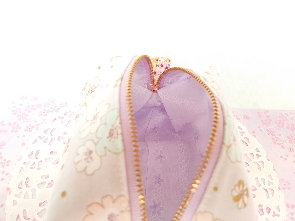 桜のキラキラ⭐キャラメルポーチ(パープル)