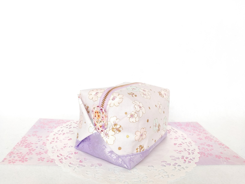 桜のキラキラ⭐キャラメルポーチ(パープル)