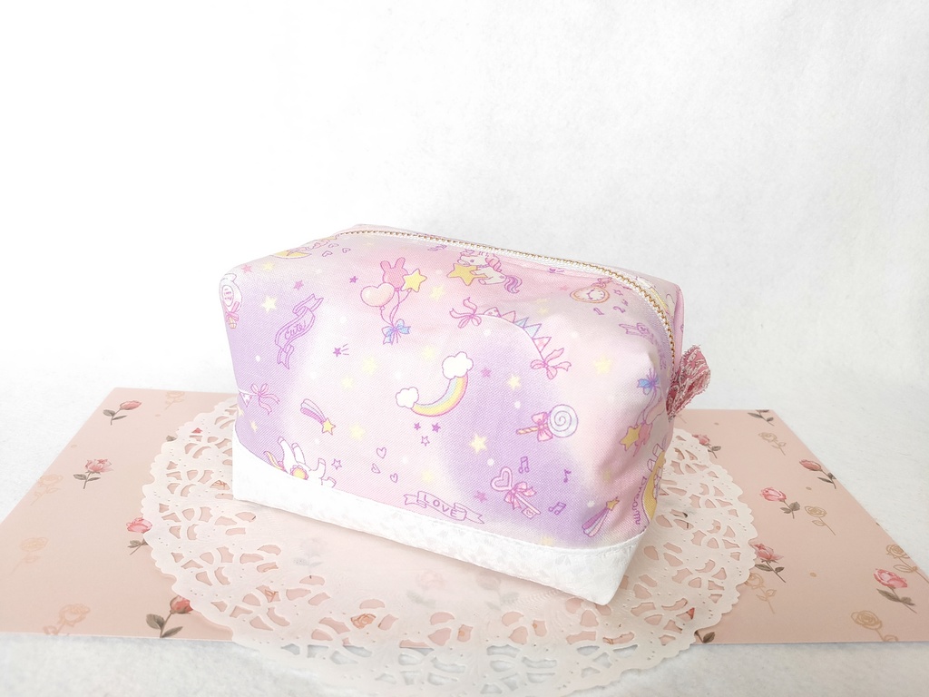 ゆめかわ❤︎キラキラ⭐キャラメルポーチ(おやすみユニコーン・パープル)