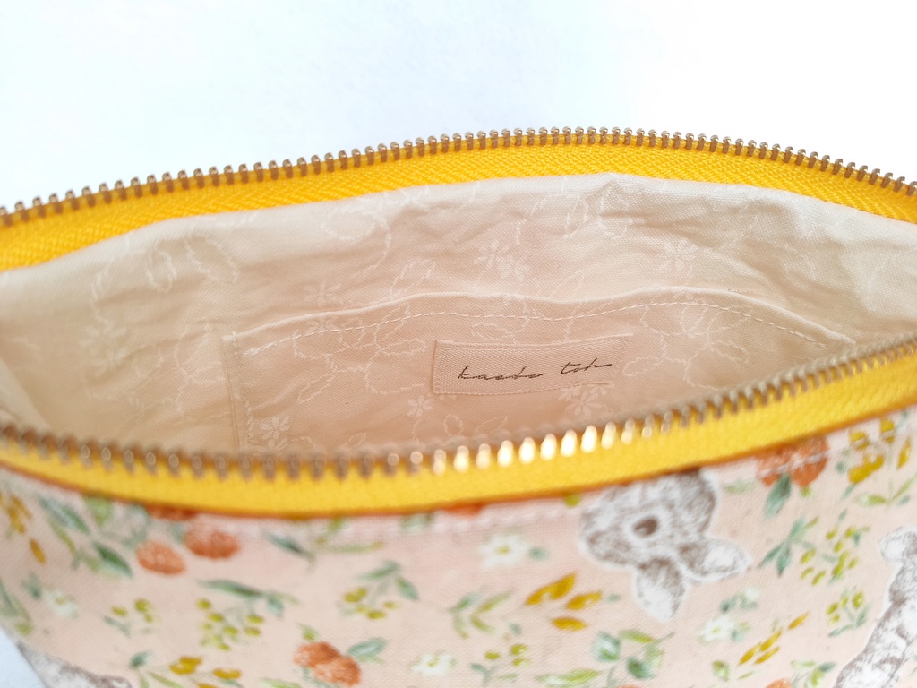 ファスナーポーチ(うさぎとラズベリー・イエロー)