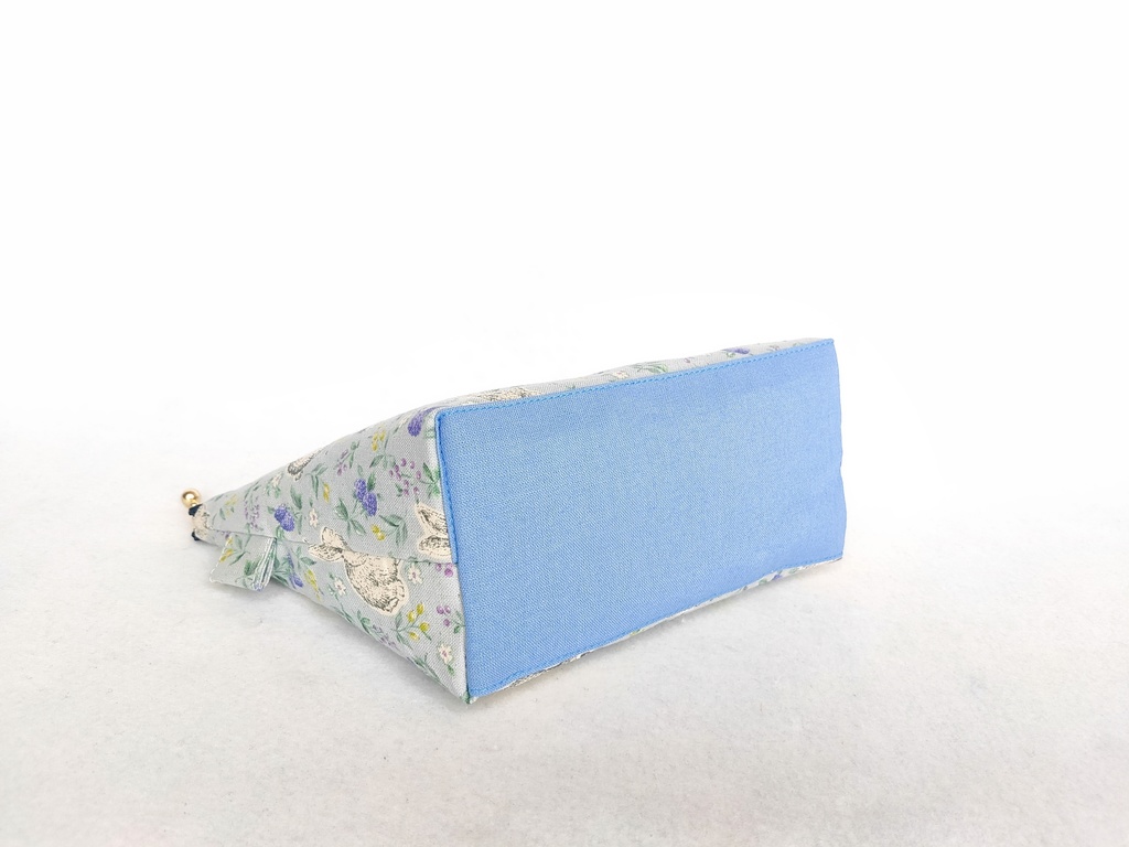 ファスナーポーチ(うさぎとラズベリー・ブルーグレー)