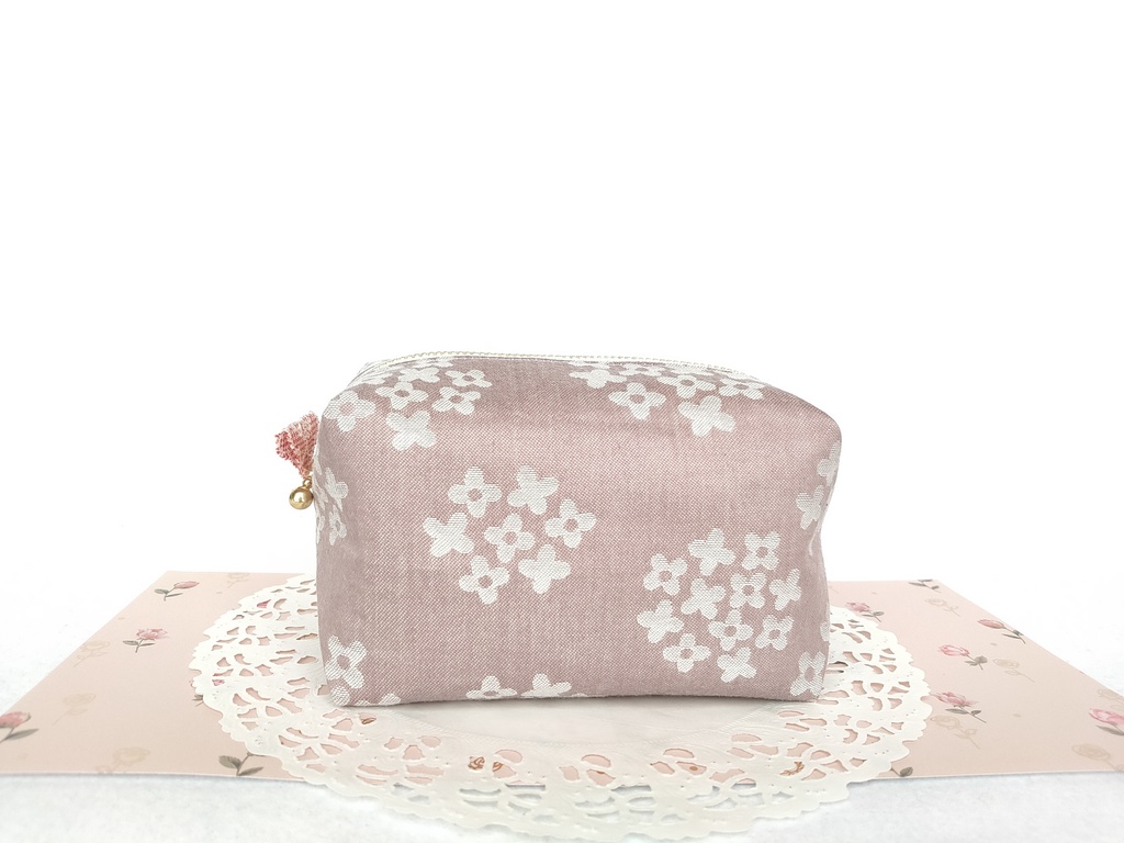 キャラメルポーチ(あじさい・オールドローズ くすみピンク)