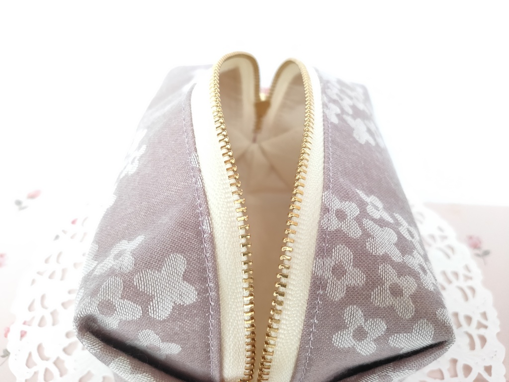 キャラメルポーチ(あじさい・オールドローズ くすみピンク)