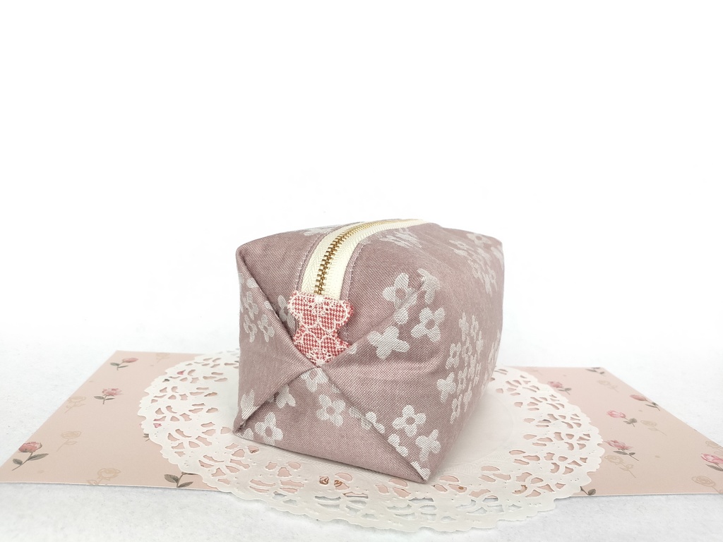 キャラメルポーチ(あじさい・オールドローズ くすみピンク)