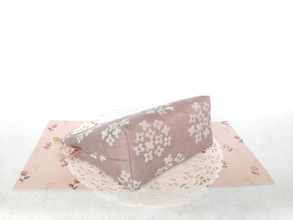 ファスナーポーチ(あじさい・オールドローズ くすみピンク)