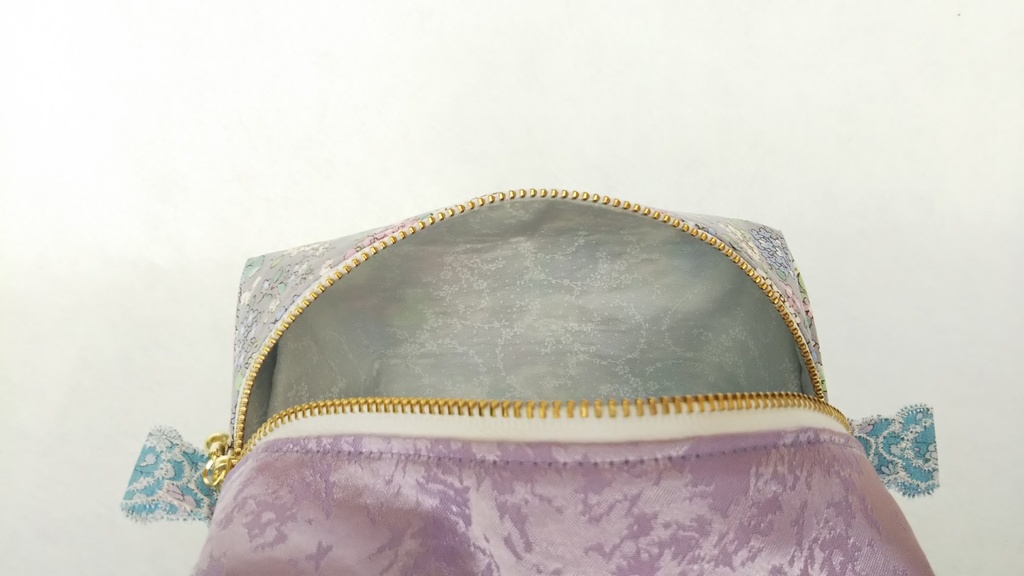 あじさいのキラキラ☆キャラメルポーチ(ブルーグレー×パープル)