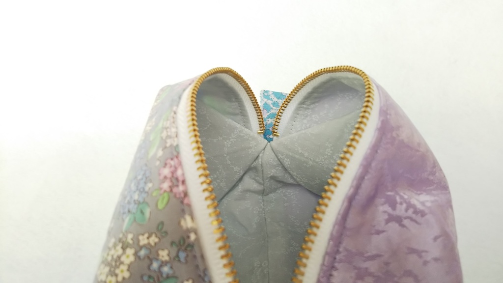 あじさいのキラキラ☆キャラメルポーチ(ブルーグレー×パープル)