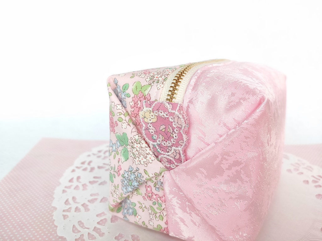 あじさいのキラキラ☆キャラメルポーチ(ピンク×ピンク)