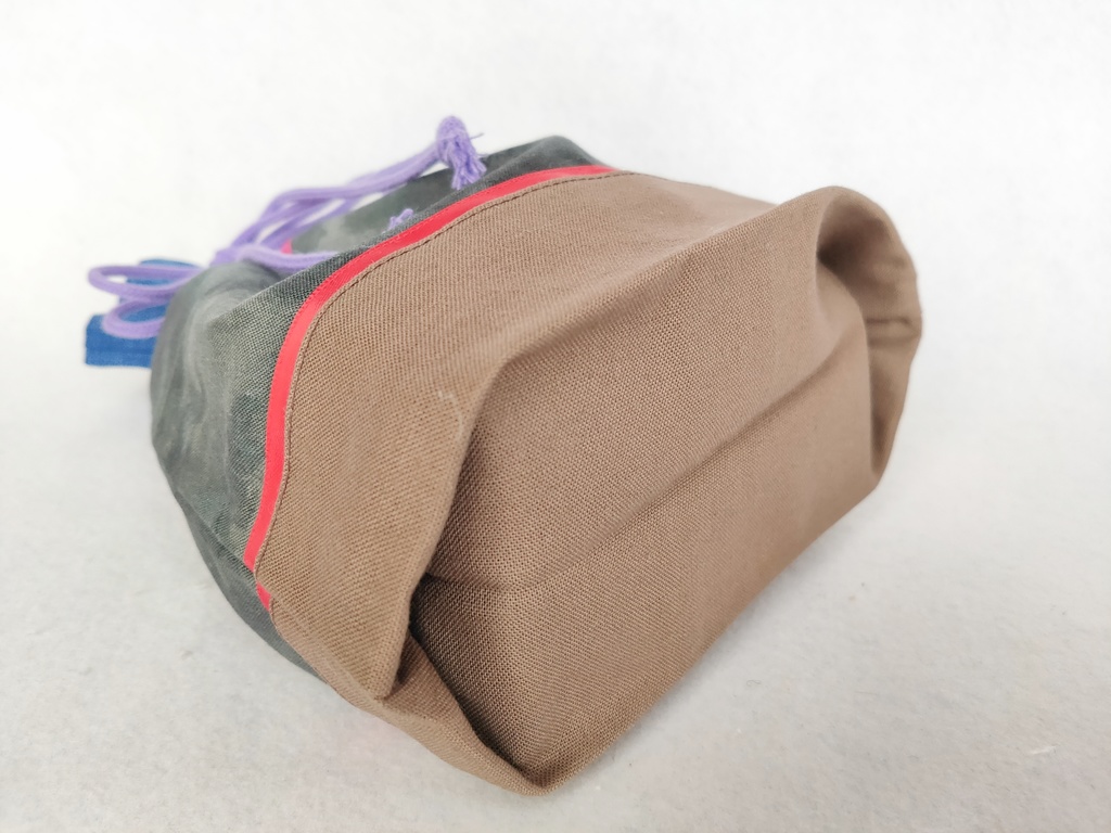 巾着・ミニポーチセット(ブルー&ピンク&ブラック)