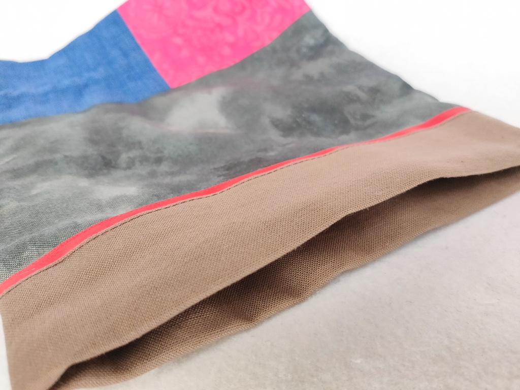 巾着・ミニポーチセット(ブルー&ピンク&ブラック)