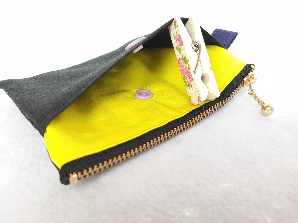 巾着・ミニポーチセット(ブラック&イエロー)