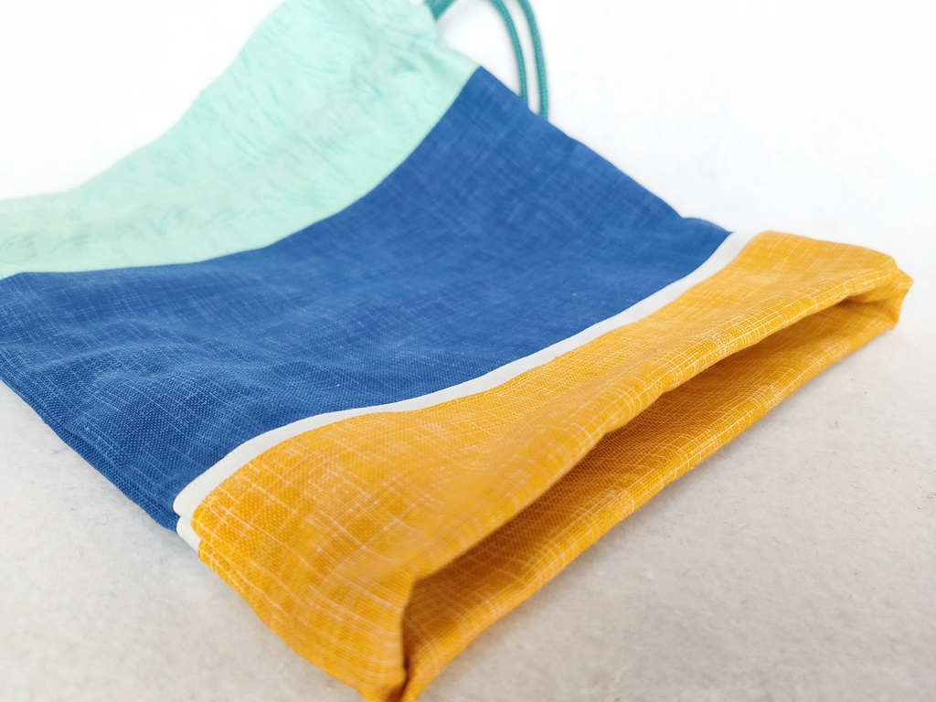 巾着・ミニポーチセット(ブルー&イエロー)