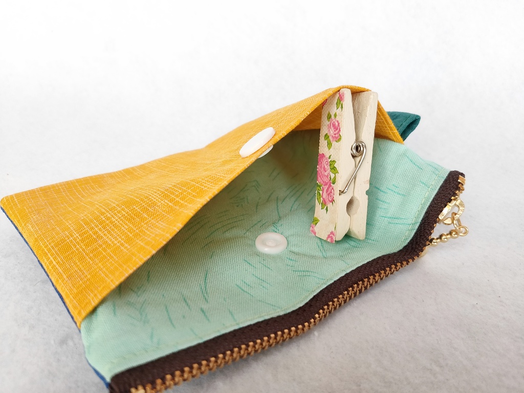 巾着・ミニポーチセット(ブルー&イエロー)