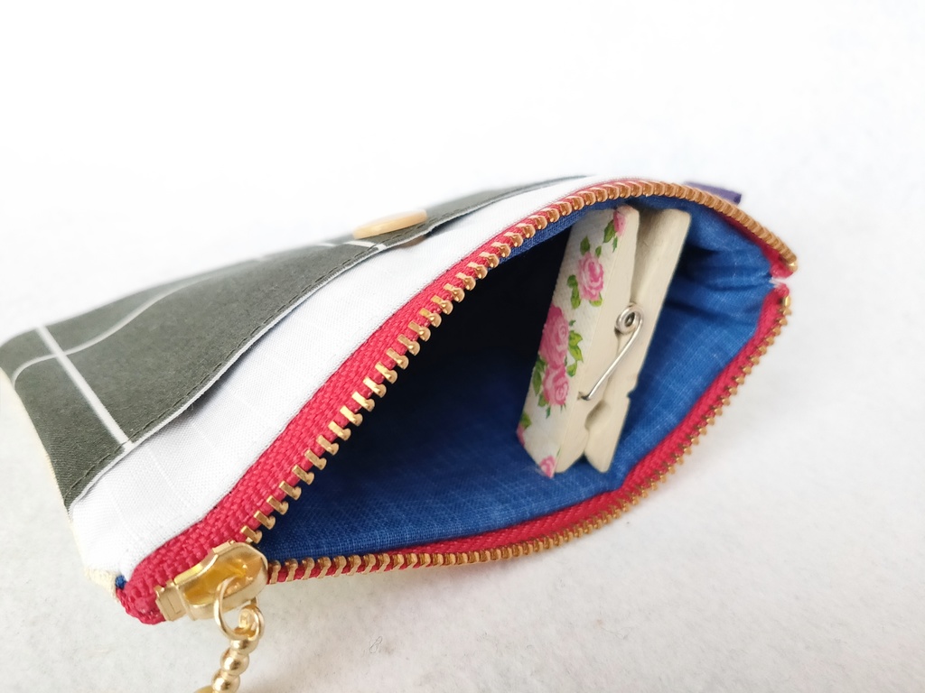 巾着・ミニポーチセット(ペンチェック&グリーン)