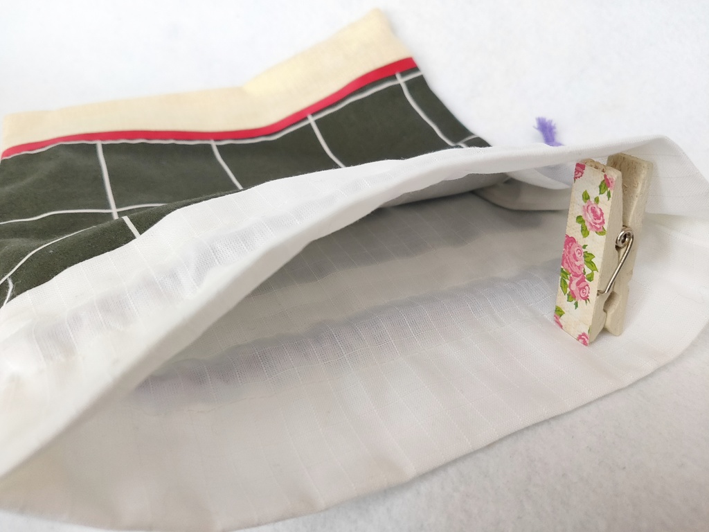 巾着・ミニポーチセット(ペンチェック&グリーン)