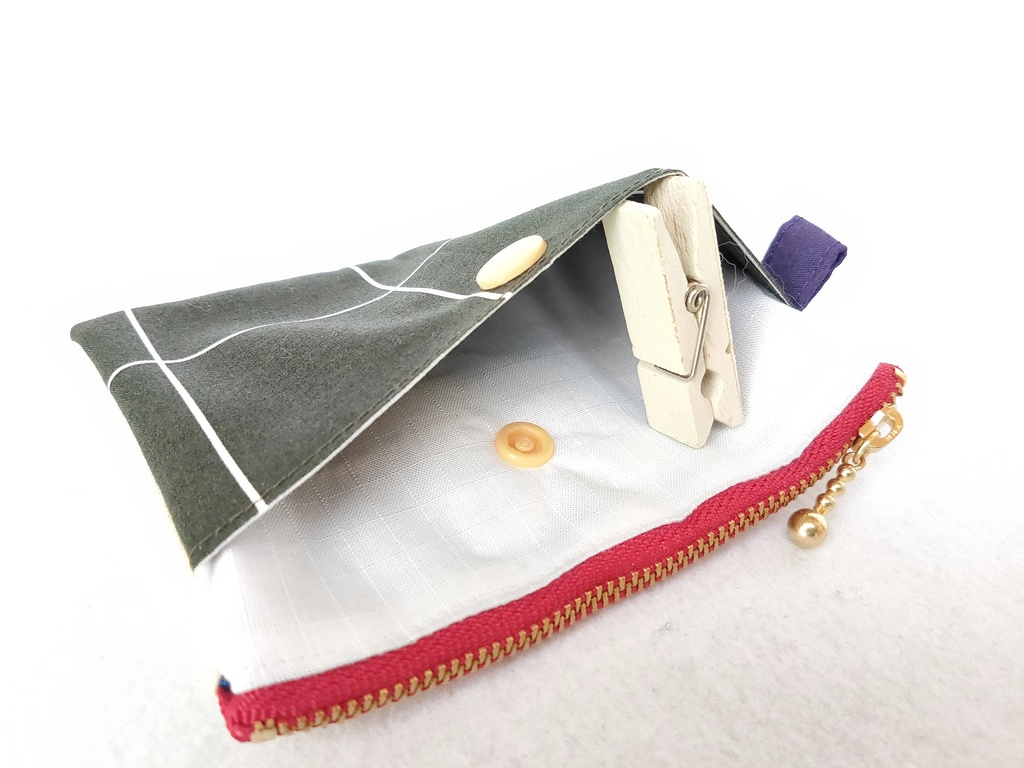 巾着・ミニポーチセット(ペンチェック&グリーン)