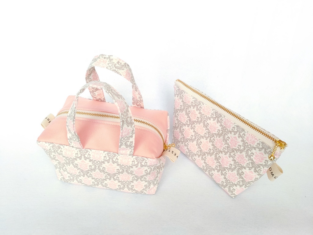 ポーチセット(ダマスク・ピンク)