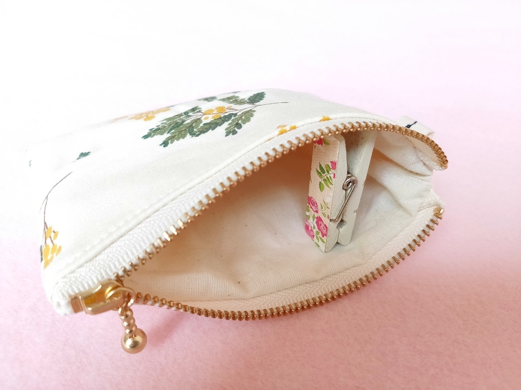 ポケットティッシュケース付きミニフラットポーチ(ミモザ3種)