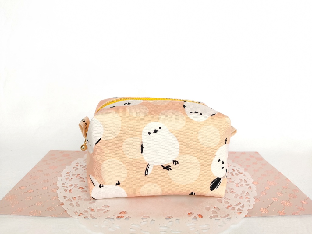 キャラメルポーチ(大きいシマエナガ・ペールオレンジ)