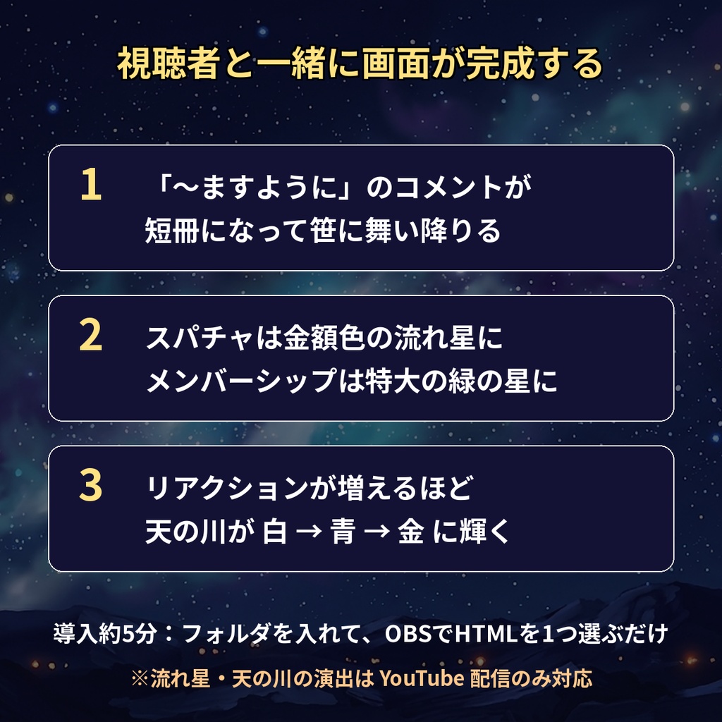 【七夕】コメントが短冊になる配信オーバーレイ|わんコメ連動