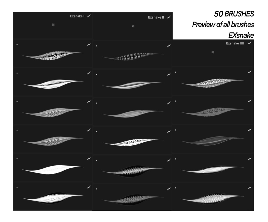 Procreateブラシ EXsnake 「蛇鱗ブラシシリーズ」50本