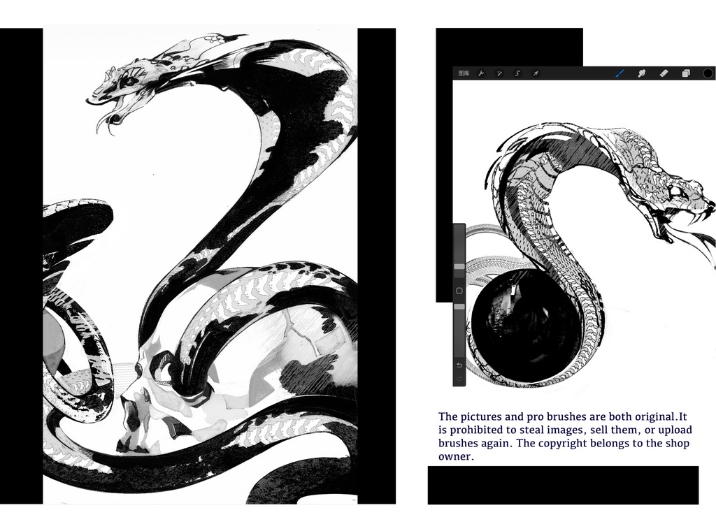 Procreateブラシ EXsnake 「蛇鱗ブラシシリーズ」50本