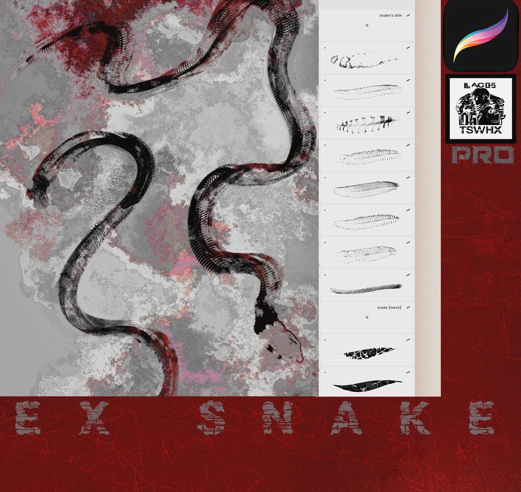 Procreateブラシ EXsnake 「蛇鱗ブラシシリーズ」50本