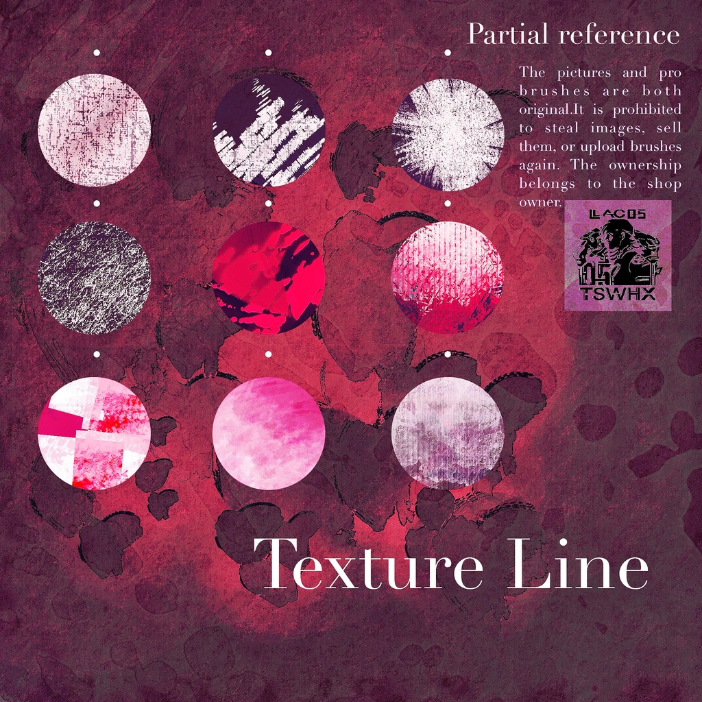 Procreateブラシ Texture Line「質感ブラシ・スケッチ方格」 50本