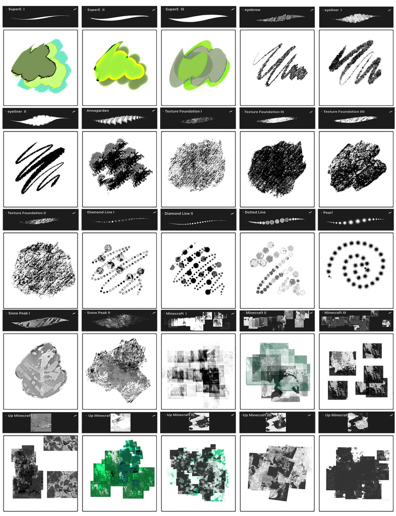 Procreateブラシ Texture Line「質感ブラシ・スケッチ方格」 50本