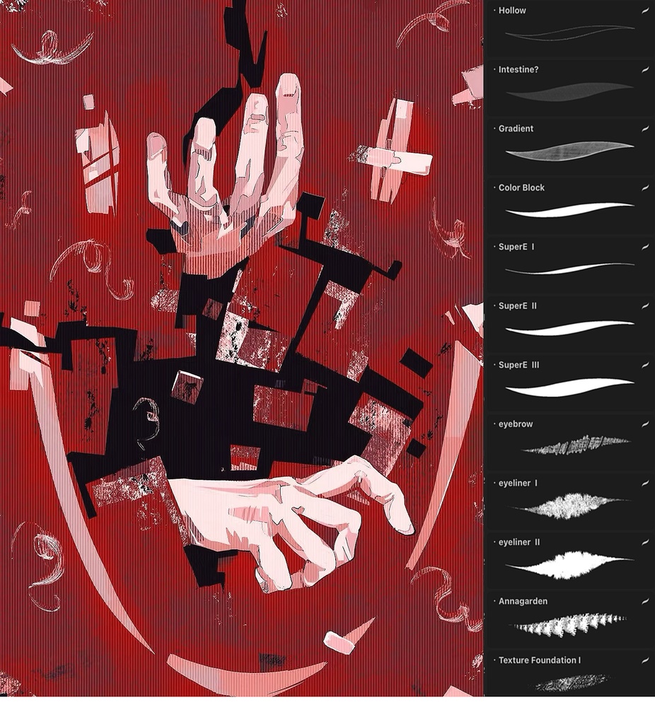 Procreateブラシ Texture Line「質感ブラシ・スケッチ方格」 50本