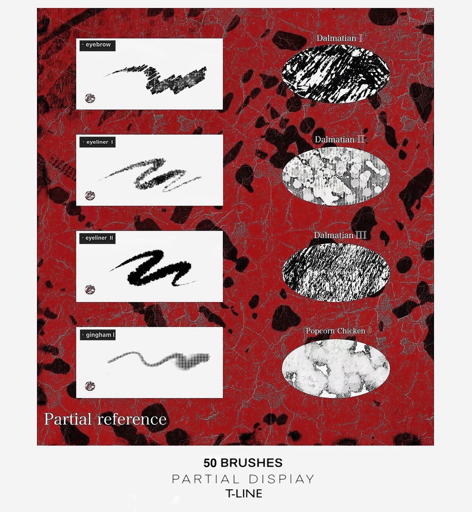 Procreateブラシ Texture Line「質感ブラシ・スケッチ方格」 50本