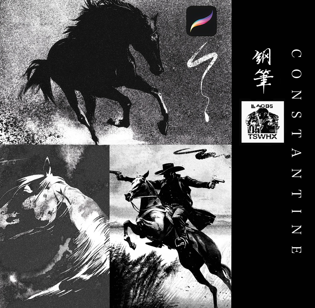 Procreateブラシ CONSTANTINE PEN 「コンスタンティン 万年筆ブラシ」50本