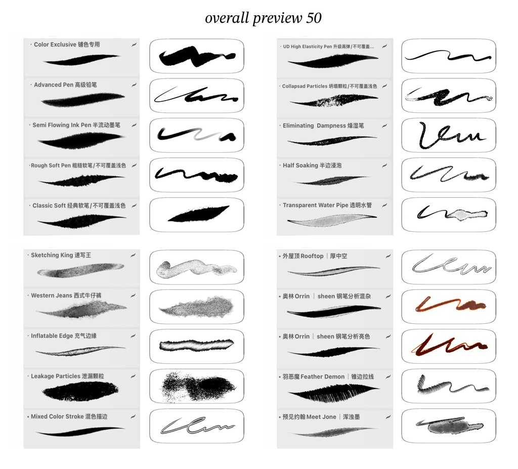 Procreateブラシ CONSTANTINE PEN 「コンスタンティン 万年筆ブラシ」50本