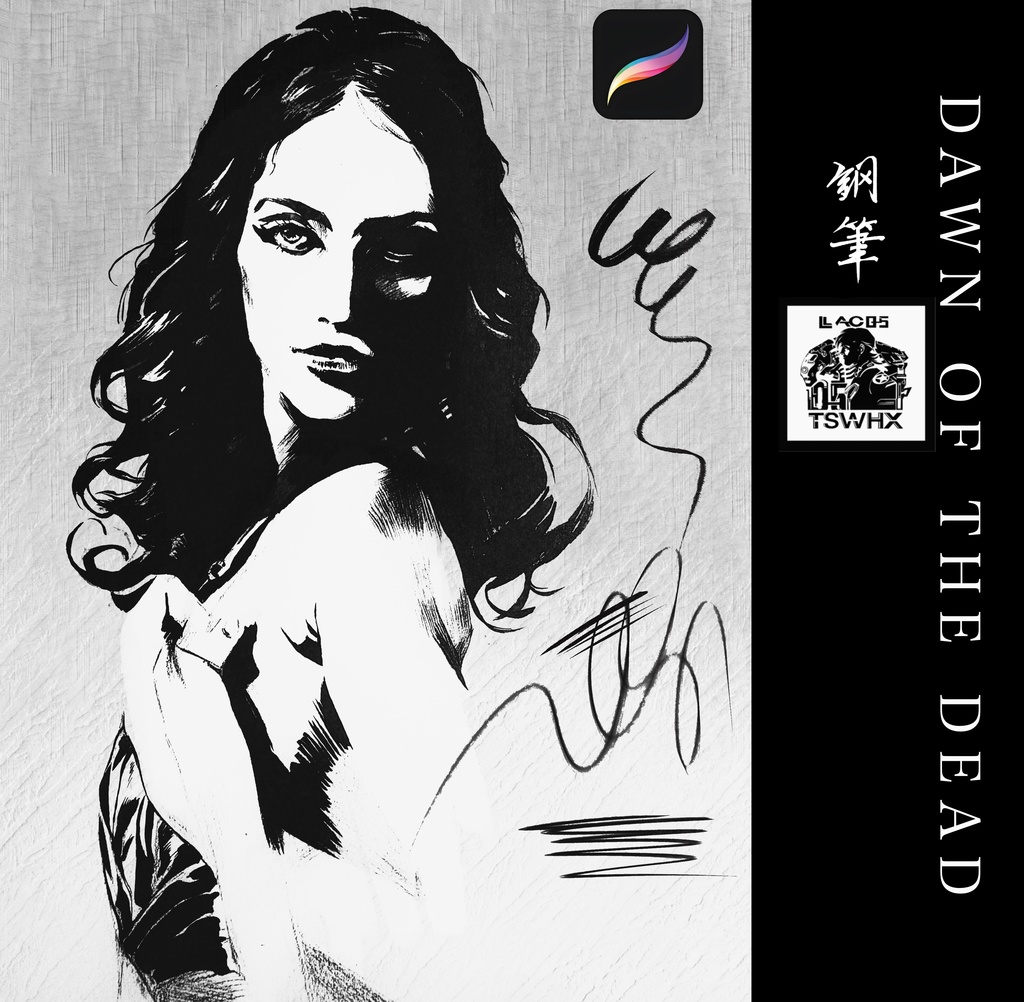 Procreateブラシ DAWN OF THE DEAD PEN 「リアルな万年筆をシミュレート」 50本