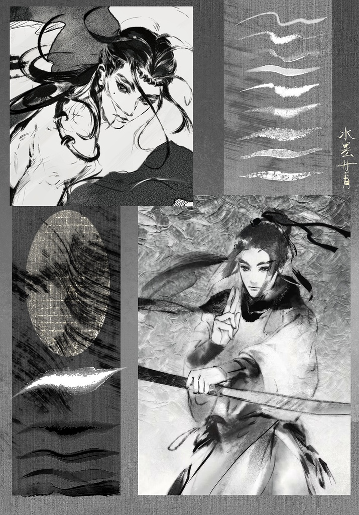 Procreateブラシ 水墨画風 「マンガ線画ブラシ」50本