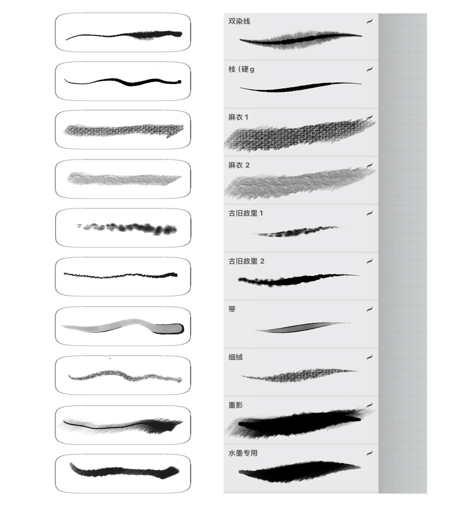 Procreateブラシ 水墨画風 「マンガ線画ブラシ」50本