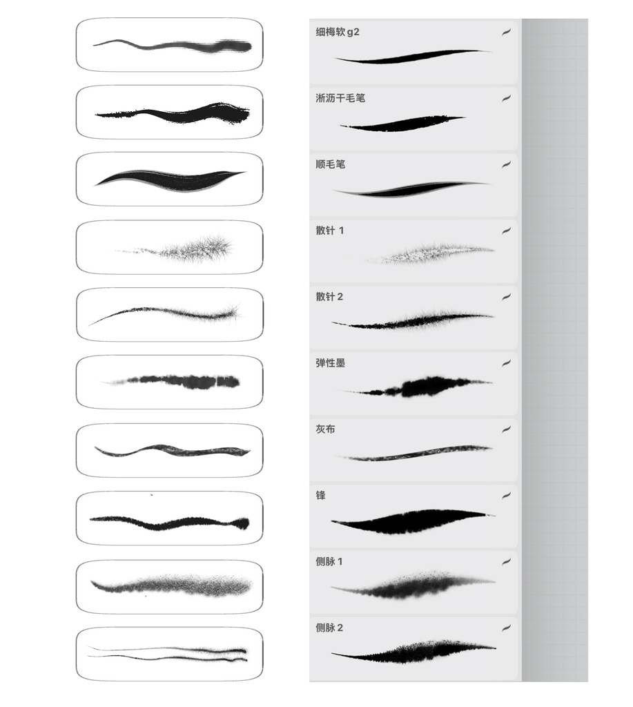 Procreateブラシ 水墨画風 「マンガ線画ブラシ」50本