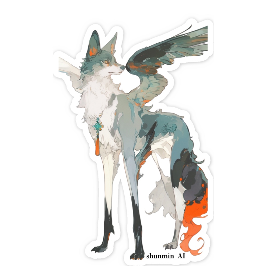 【AIイラスト】翼の生えた狼