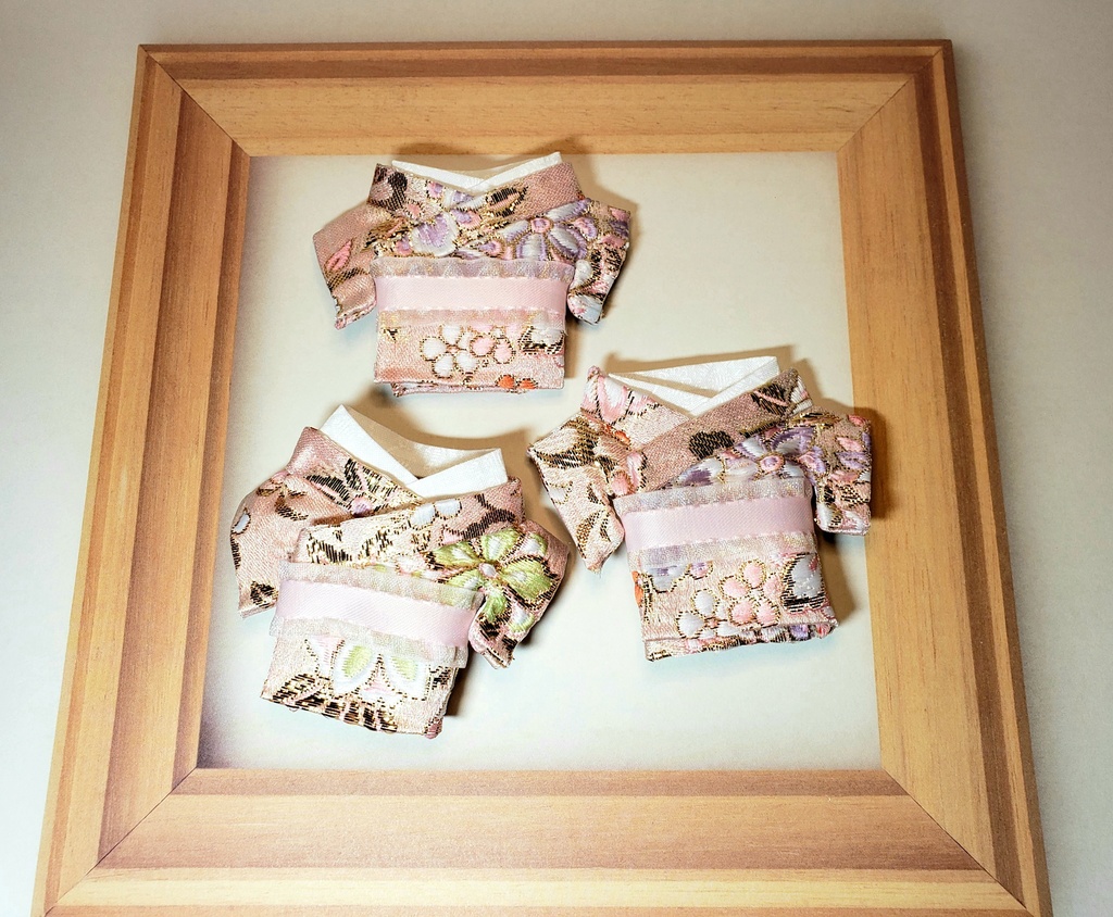 12cmぬい　和服　ピンク×金