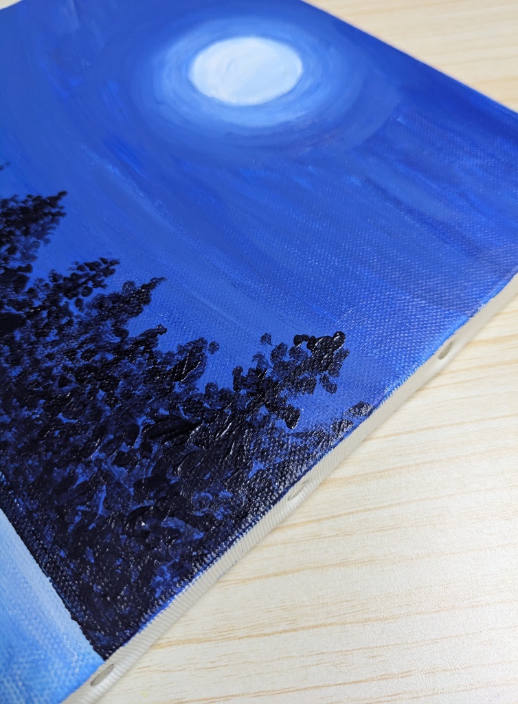 月夜の森の湖畔 F3キャンバス原画