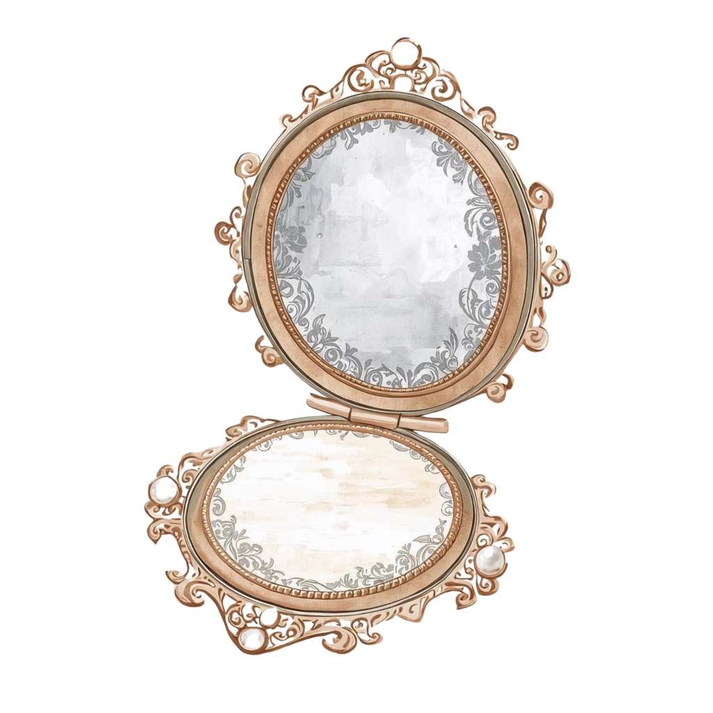 【PNG】アンティーク水彩メイクアッシリーズ クリップアート16点セット(ベージュ&ゴールド・宝石モチーフ付き)