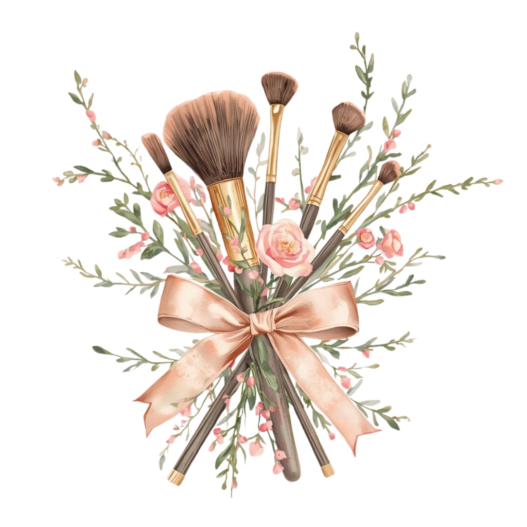 【PNG】アンティーク水彩メイクアッシリーズ クリップアート16点セット(ベージュ&ゴールド・宝石モチーフ付き)