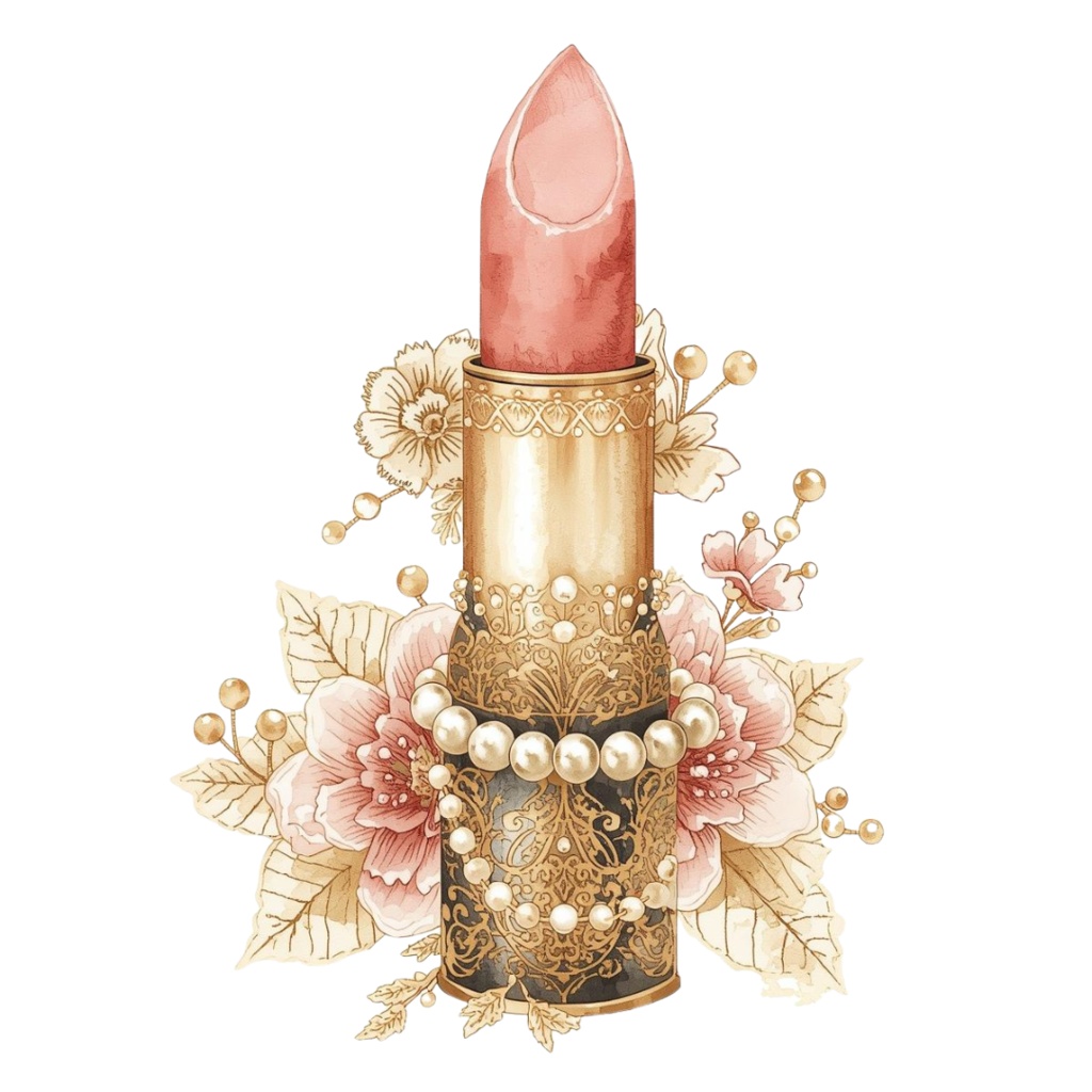 【PNG】アンティーク水彩メイクアッシリーズ クリップアート16点セット(ベージュ&ゴールド・宝石モチーフ付き)